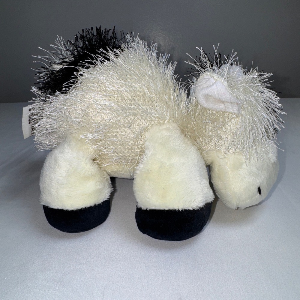 Ganz Webkinz Cow Plush White Black Shaggy Stuffed Animal W Hoof Logo No Code